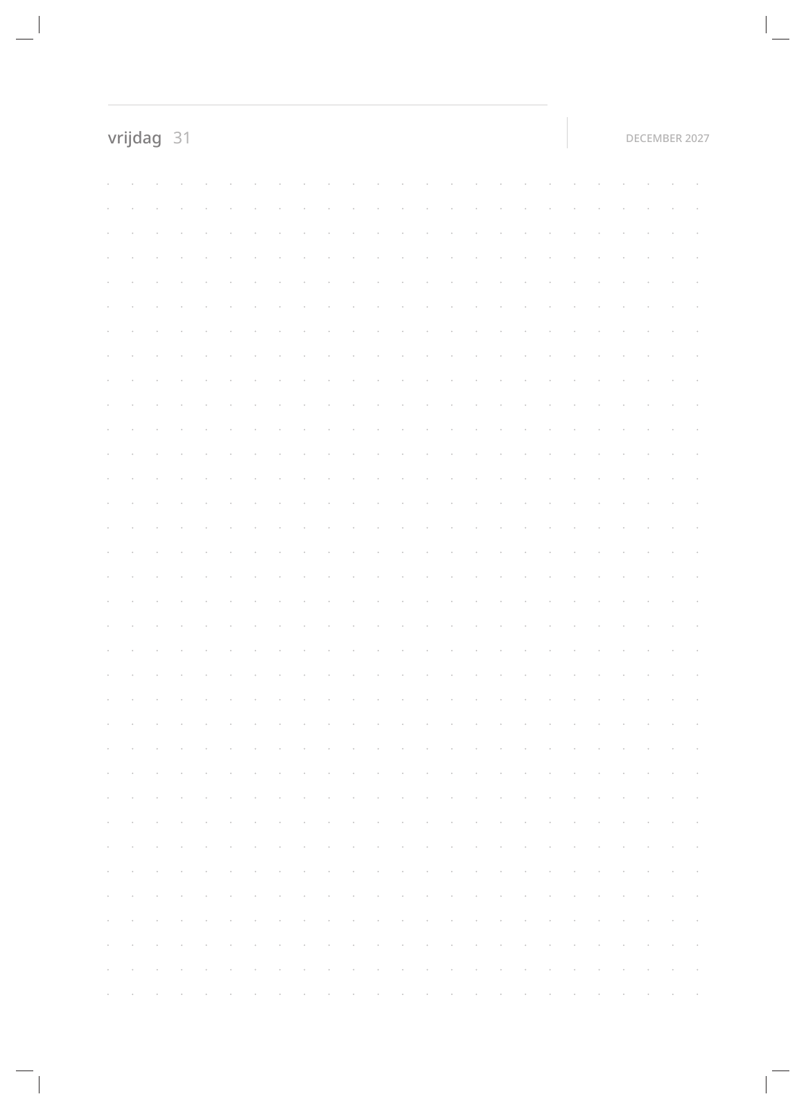 Vrijdag 31 december 2027
