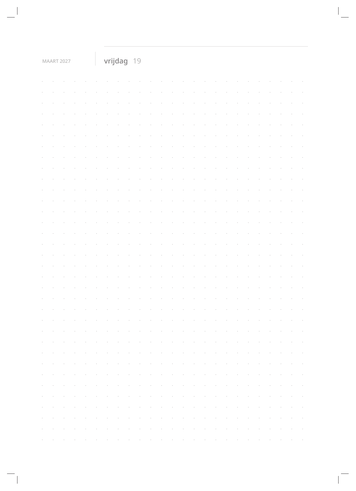 Voorbeeldpagina uit maart 2027